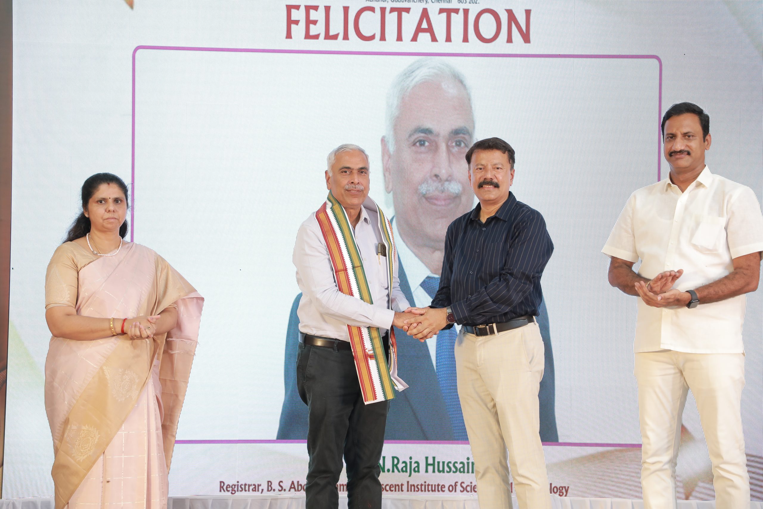 Felicitating Dr. Raja Hussain, the Registrar of Crescent University @ Chennai campus