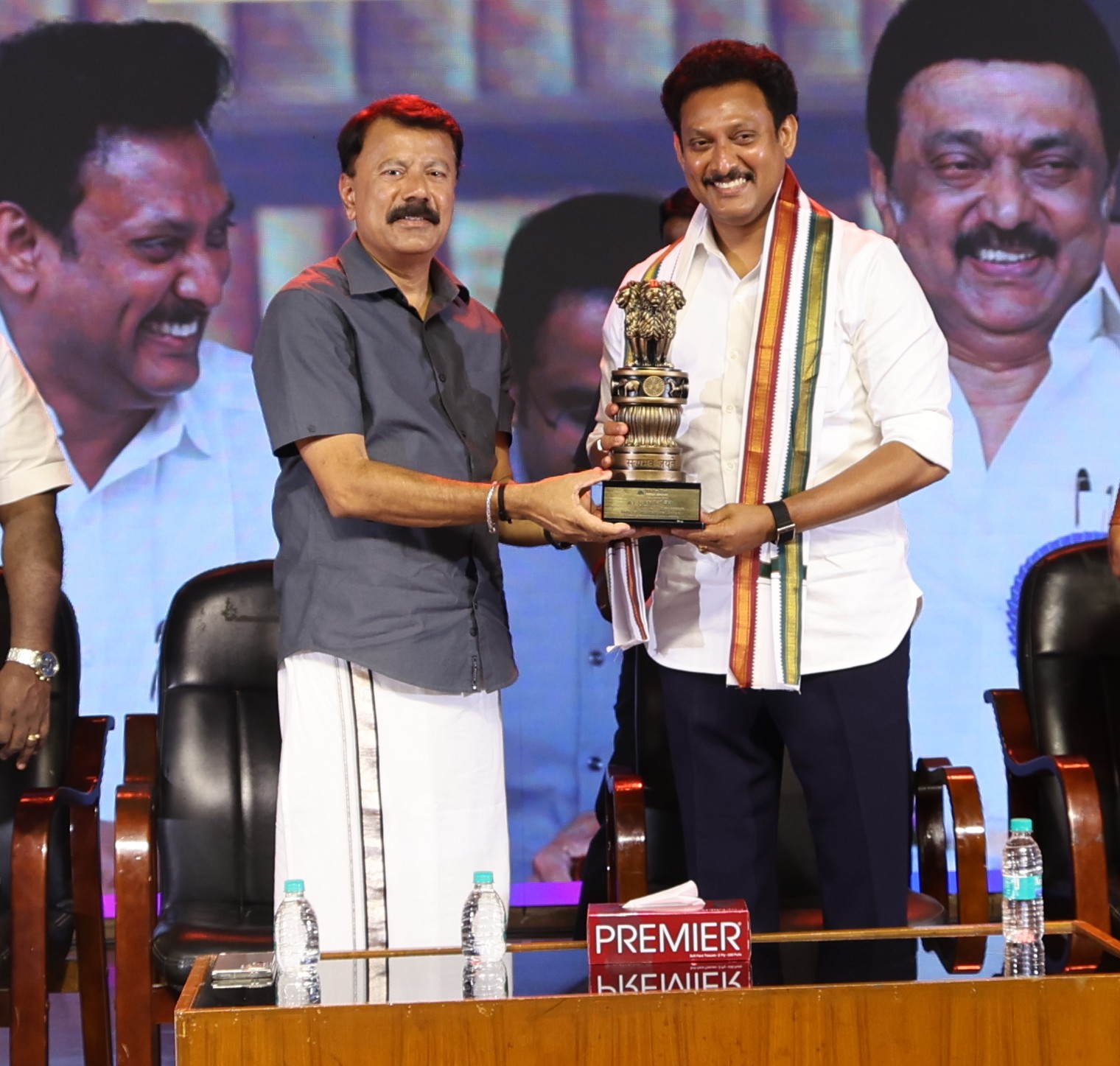 Honouring Mr. Anbil Mahesh Poyyamozhi, the School Education Minister of Tamil Nadu on the occasion of our Grand Annual Event 2025